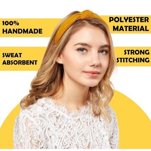 Women's Fabric Headbands, Front Knot Multi Color Soft Hair Accessories Boho Yoga - Picture 6 of 7